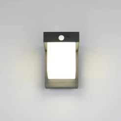 Væglampe Med Sensor ^ Reality Leuchten Solar-væglampe Colombo, sort mat, højde 14 cm, sensor
