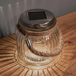 STAR TRADING Dekorationsbelysning|Solcellelamper > Solcelledrevet LED bordlampe Jar i glas