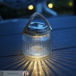 STAR TRADING Dekorationsbelysning|Solcellelamper > Solcelledrevet LED bordlampe Jar i glas