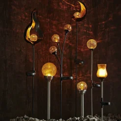 Dekorationsbelysning|Solcellelamper ^ STAR TRADING Solcelle-jordspydslampe Melilla flammeformet LED