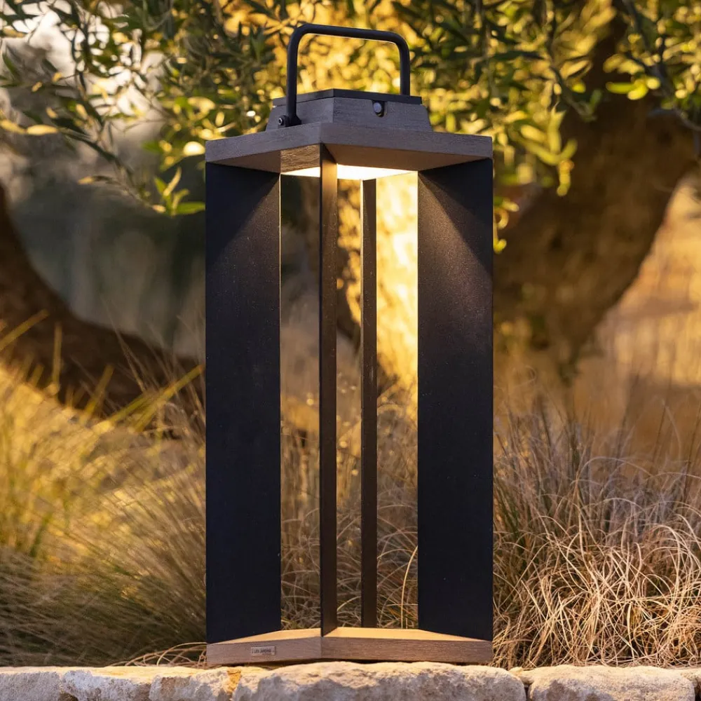 Les Jardins Dekorationsbelysning|Solcelle Lampe Med Sensor > Solcellelanterne Teckalu, aluminium sort, 65,5 cm