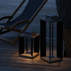 Les Jardins Dekorationsbelysning|Solcelle Lampe Med Sensor > Solcellelanterne Teckalu, aluminium sort, 65,5 cm