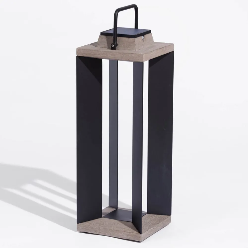 Les Jardins Dekorationsbelysning|Solcelle Lampe Med Sensor > Solcellelanterne Teckalu, aluminium sort, 65,5 cm