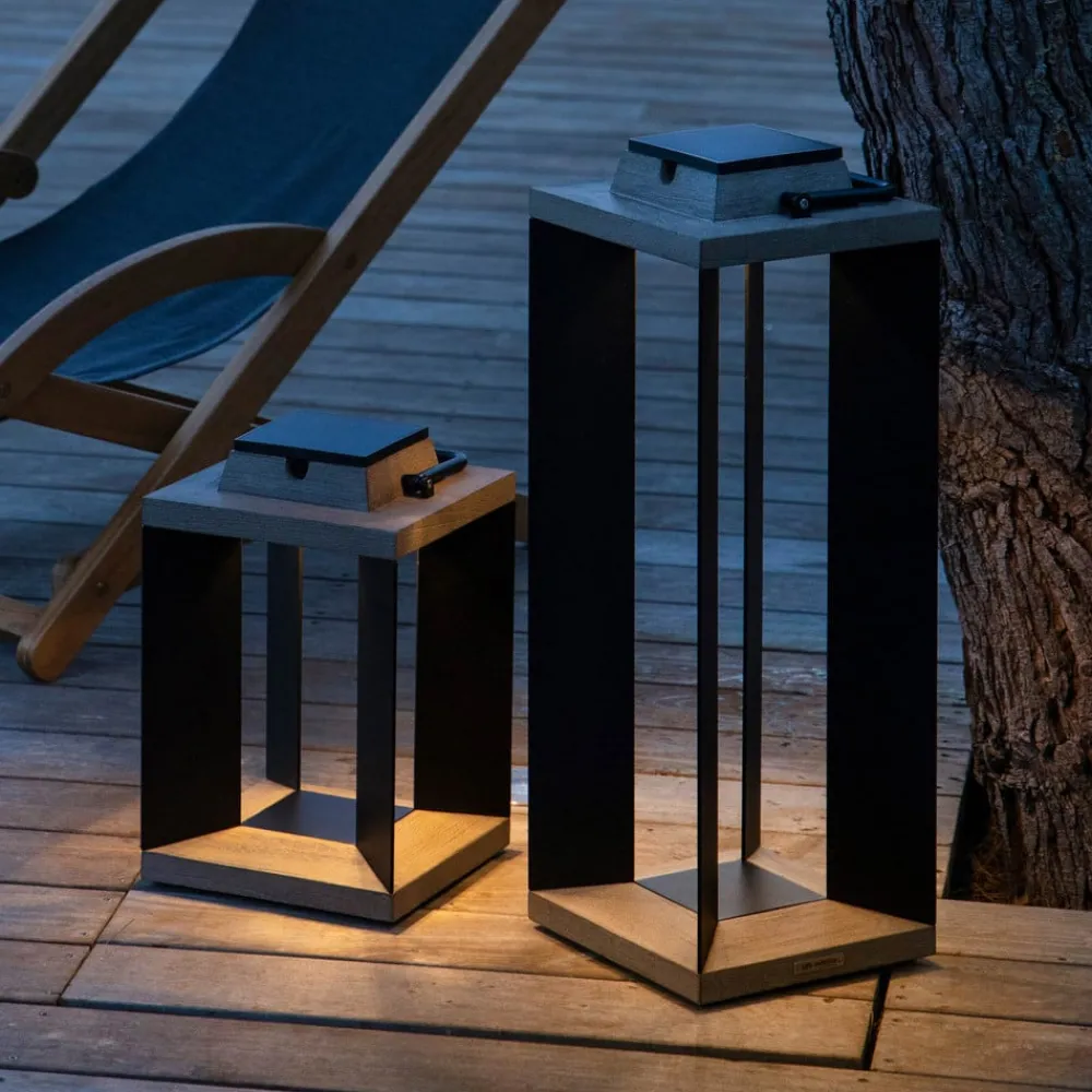 Les Jardins Dekorationsbelysning|Solcelle Lampe Med Sensor > Solcellelanterne Teckalu, aluminium sort, 65,5 cm