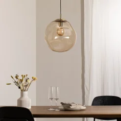TK Lighting Pendellamper|Pendellamper > Sol-glaspendel, Ø 35 cm, sort/ravgylden