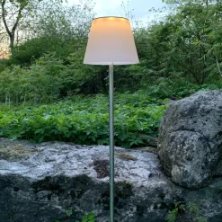 STAR TRADING Solcellelamper|Udendørs Spot > Solini LED-lampe med jordspyd, hvid/sølv, højde 90 cm