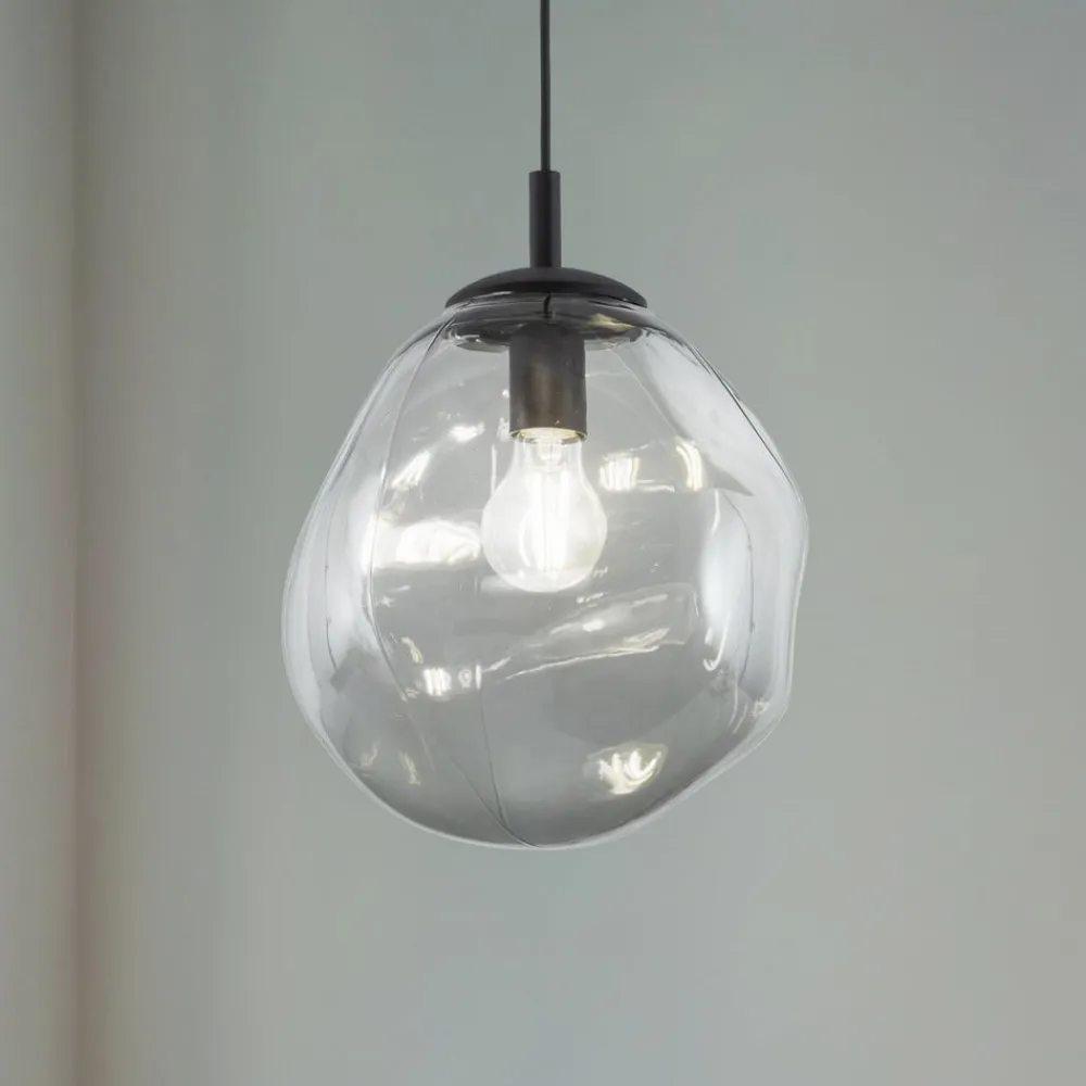 TK Lighting Pendellamper > Sol Mini pendel, glas, Ø 25 cm, sort/grafitgrå