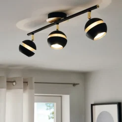 EGLO Loftlamper|Spotlights > Sort-guld LED-loftslampe Nocito - 3 lyskilder