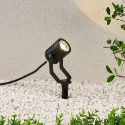 Udendørs Spot ^ Lindby Sort udendørs LED-spot Maris med jordspyd