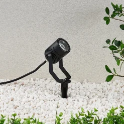 Udendørs Spot ^ Lindby Sort udendørs LED-spot Maris med jordspyd