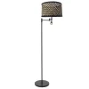 Gulvlamper ^ Steinhauer Stang gulvlampe, LED-læselampe, sort/naturlig fletværk