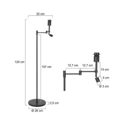 Gulvlamper ^ Steinhauer Stang gulvlampe, LED-læselampe, sort/naturlig fletværk