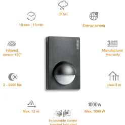 STEINEL Sensor > IS 180-2 bevægelsessensor, sort