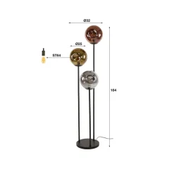 Gulvlamper|Gulvlamper ^ Zijlstra Stellar gulvlampe, 3 lyskilder, glas, metal, flerfarvet