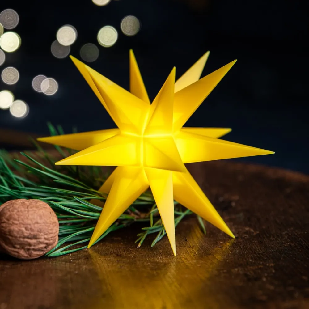 STERNTALER Julepynt|Vinduesdekoration > LED-stjerne, gul, Ø 55 cm, 18 takker, IP44