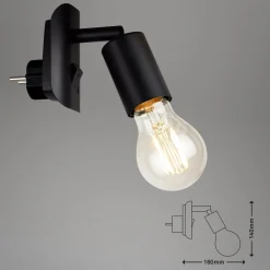 Briloner Arbejdsrum/Kontor|Væglamper > Stikkontaktlampe Batita Retro, IP20, sort