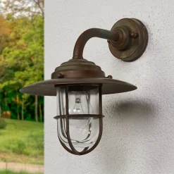 Væglamper ^ Moretti Luce Stilfuld Antique udendørsvæglampe, klart glas