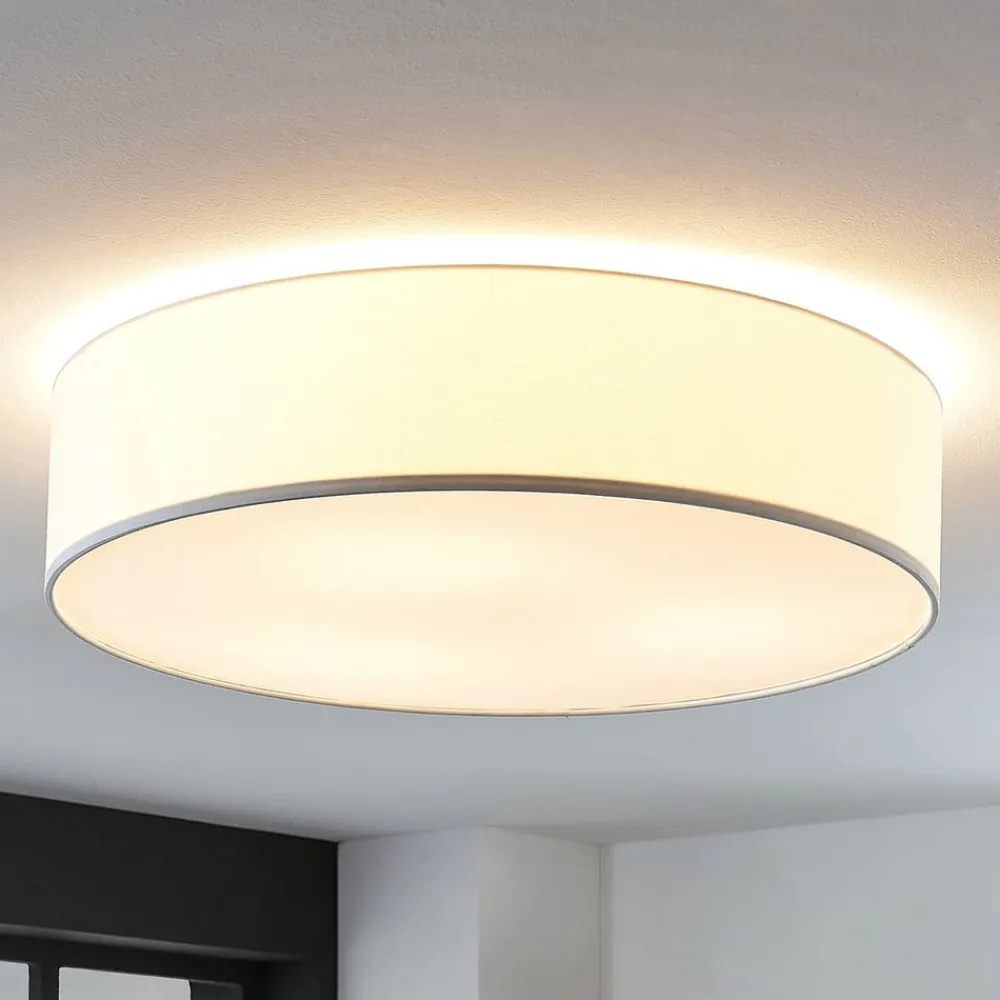 Lindby Gang|Loftlamper > Stof-loftlampe Gordana i hvid, 57 cm