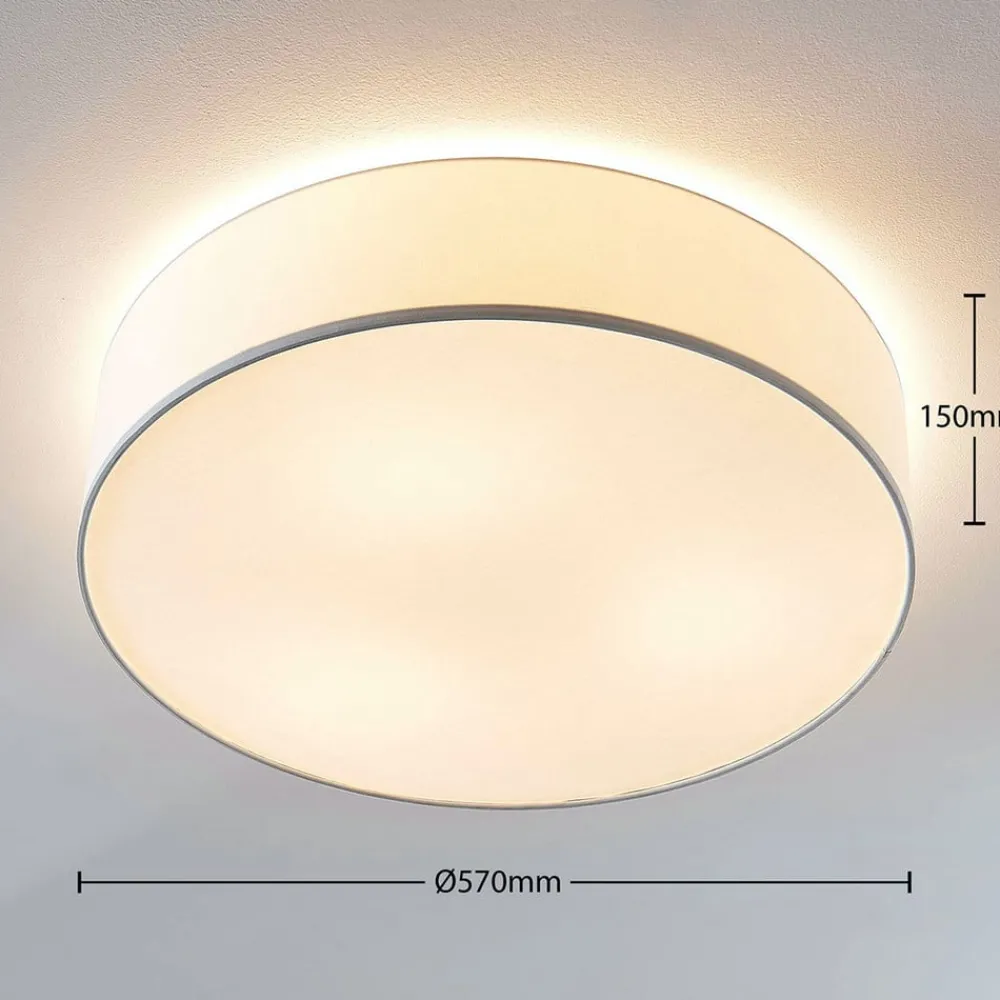 Lindby Gang|Loftlamper > Stof-loftlampe Gordana i hvid, 57 cm