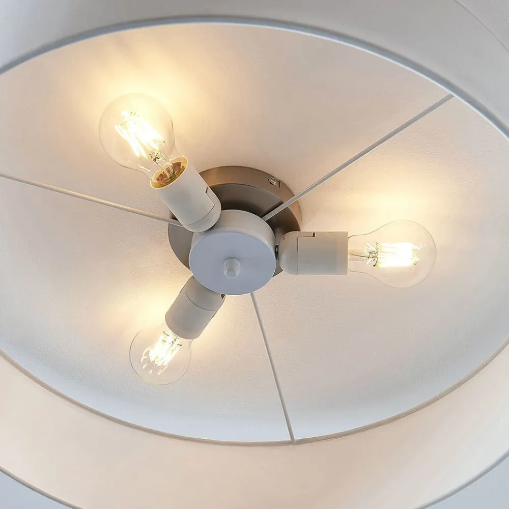 Lindby Gang|Loftlamper > Stof-loftlampe Gordana i hvid, 57 cm