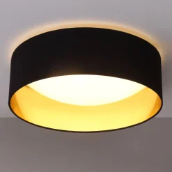 Loftlamper ^ Lindby Stof loftslampen Coleen i sort, gylden inden i
