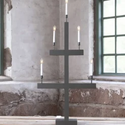 Julepynt|Vinduesdekoration ^ STAR TRADING Storm vinduesstage, 5 lyskilder, 118 cm, mørkegrå