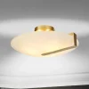 Loftlamper ^ Searchlight Sundial loftlampe, guld/opalhvid, stål, glas, E27