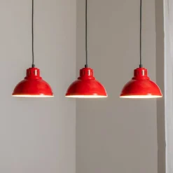 Pendellamper ^ Luminex Sven hængelampe, 3 lyskilder, rød, stål, E27