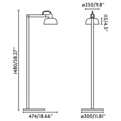 FARO BARCELONA Gulvlamper|Gulvlamper > Tatawin gulvlampe, sort, stål/glas, højde 148 cm