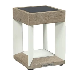 Les Jardins Solcellelamper > Teckalu LED-bordlampe med solcelle, hvid/lyst træ