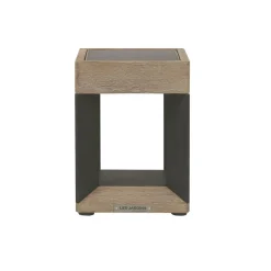 Solcellelamper ^ Les Jardins Teckalu LED-bordlampe med solcelle, sort/lyst træ