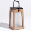 Les Jardins Solcellelamper > Tecka soldrevet LED-lanterne, bærbar, 25 cm, teak