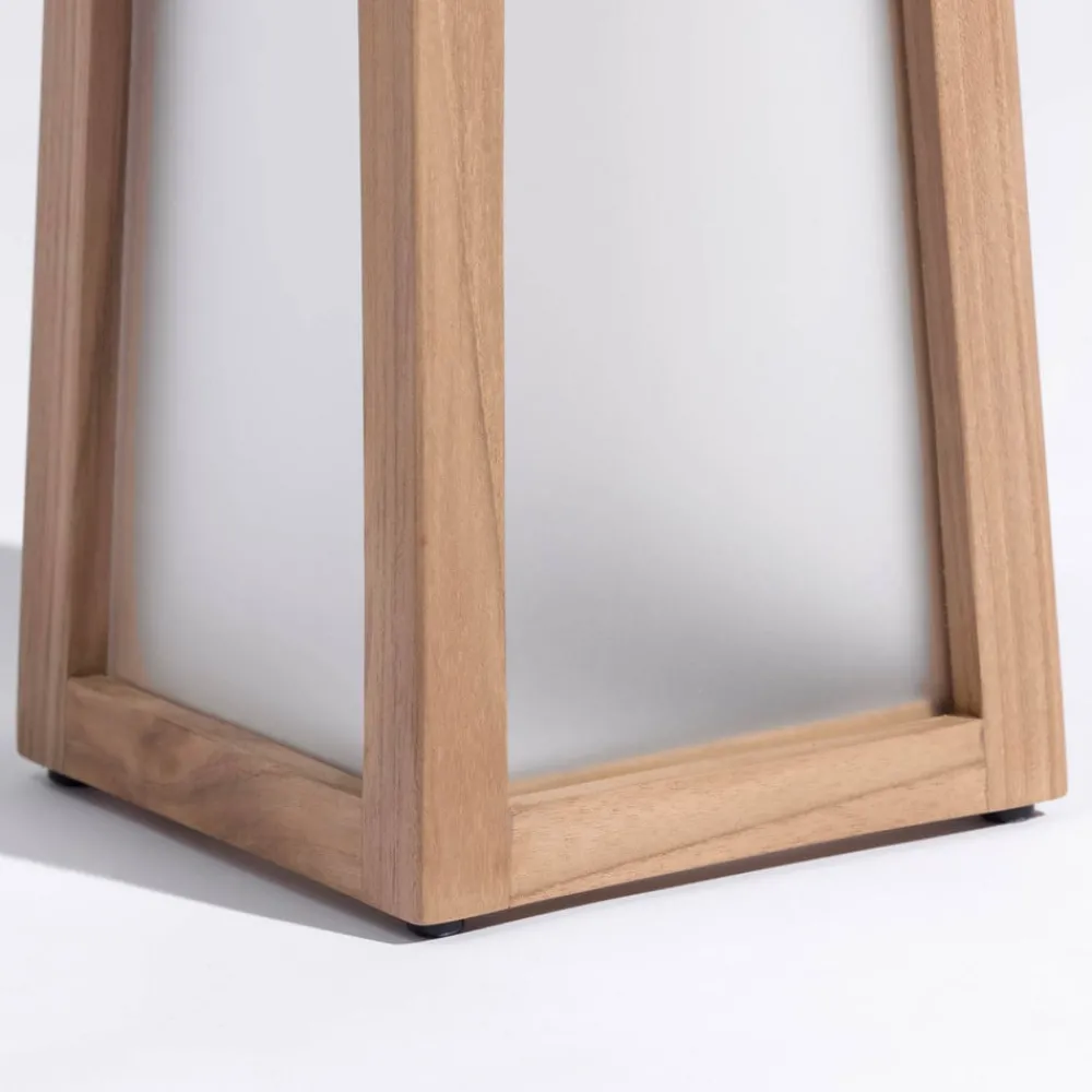 Les Jardins Solcellelamper > Tecka soldrevet LED-lanterne, bærbar, 25 cm, teak