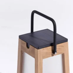 Les Jardins Solcellelamper > Tecka soldrevet LED-lanterne, bærbar, 25 cm, teak