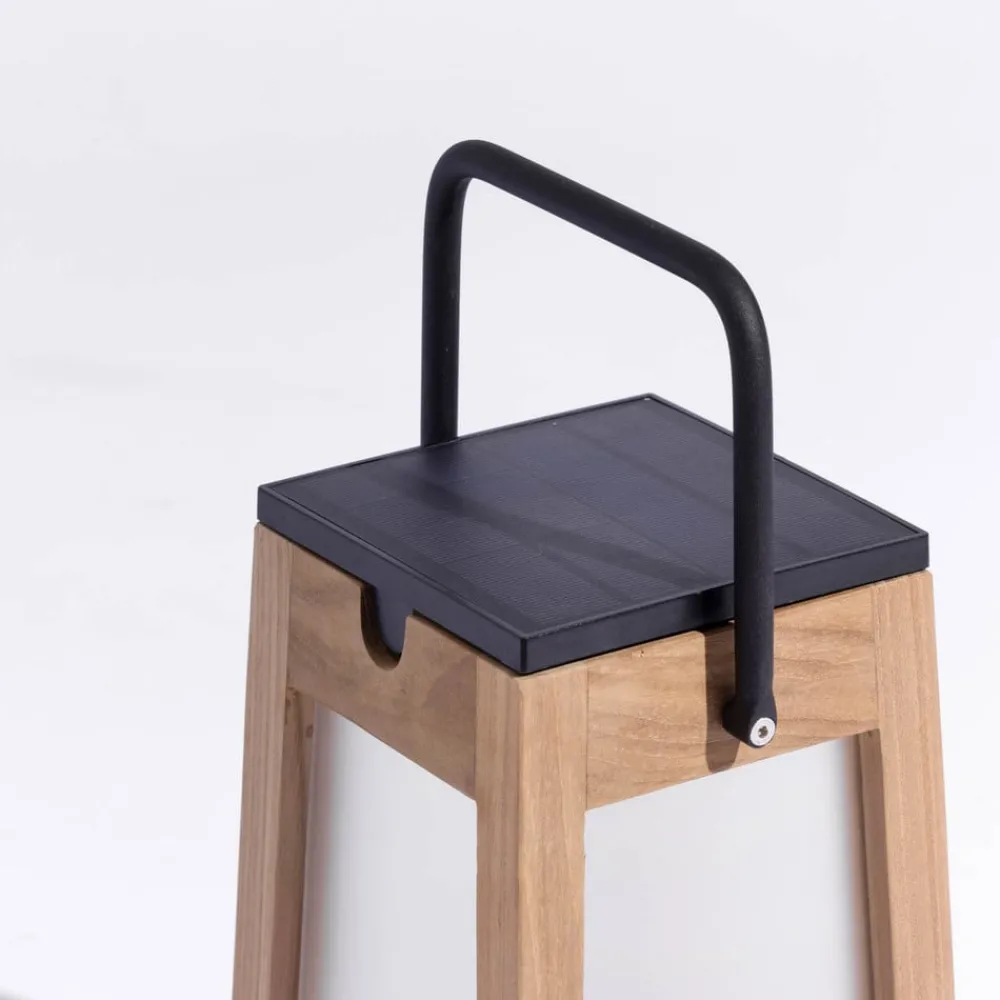 Les Jardins Solcellelamper > Tecka soldrevet LED-lanterne, bærbar, 25 cm, teak