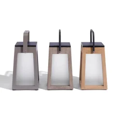 Les Jardins Solcellelamper > Tecka soldrevet LED-lanterne, bærbar, 25 cm, teak