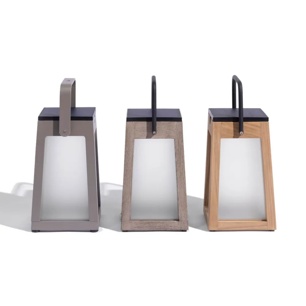Les Jardins Solcellelamper > Tecka soldrevet LED-lanterne, bærbar, 25 cm, teak