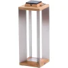 Les Jardins Solcelle Lampe Med Sensor|Solcellelamper > Teckinox LED-solcellelanterne, teak/stål, 65,5 cm