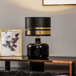Bordlamper ^ Argon Tekstil bordlampe Bodo, sort-guld