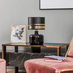 Bordlamper ^ Argon Tekstil bordlampe Bodo, sort-guld
