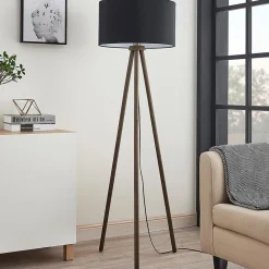 Lindby Gang|Pendellamper > Tekstilgulvlampe Majken - mørkegrå/sort