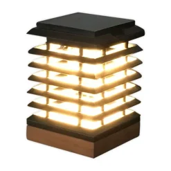 Solcellelamper|Sokkellamper ^ Les Jardins Tekura LED-bordlampe med solcelle af teaktræ