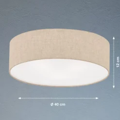 Gang|Loftlamper ^ FISCHER & HONSEL Thor loftslampe i tekstil, sand, Ø 40cm