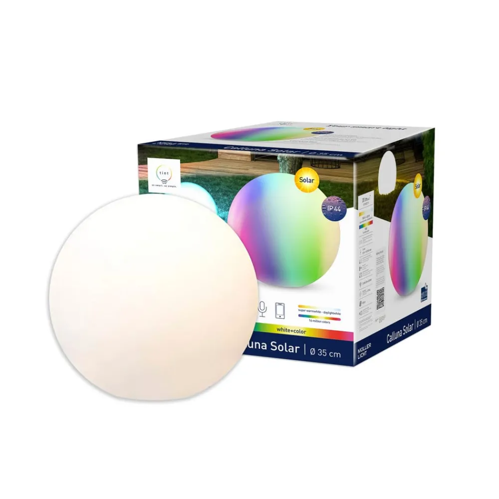 tint Solcellelamper|Udendørs Spot > Calluna Solar LED-kugle, CCT, RGB, Ø 35 cm