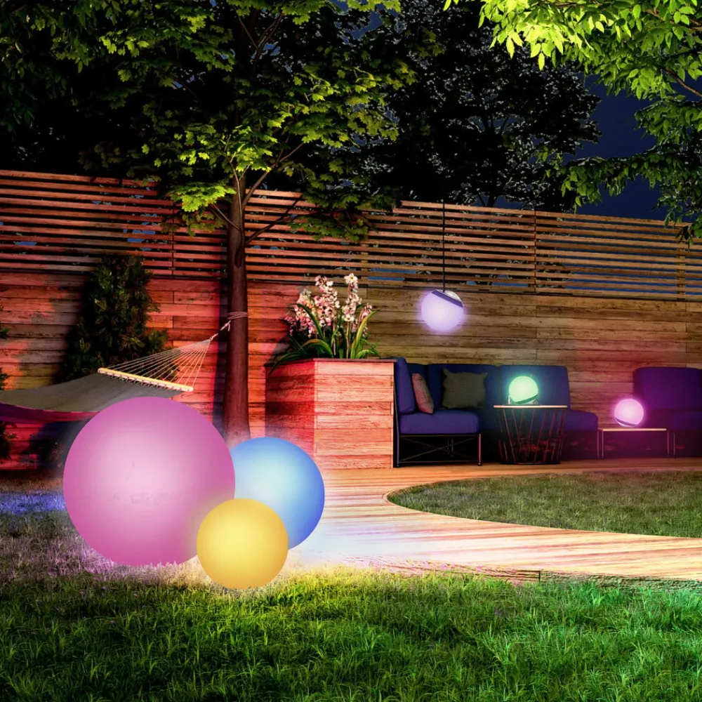 tint Solcellelamper|Udendørs Spot > Calluna Solar LED-kugle, CCT, RGB, Ø 35 cm