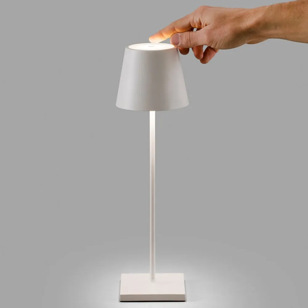 FARO BARCELONA Dekorationsbelysning|Terrassebelysning > Toc LED-bordlampe med USB-oplader, IP54, hvid