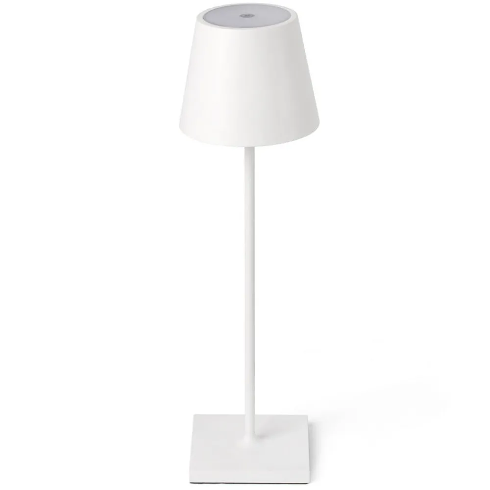 FARO BARCELONA Dekorationsbelysning|Terrassebelysning > Toc LED-bordlampe med USB-oplader, IP54, hvid