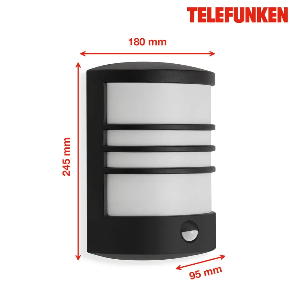Telefunken Væglampe Med Sensor > Toledo udendørs LED-væglampe, sensor, sort 4.000 K