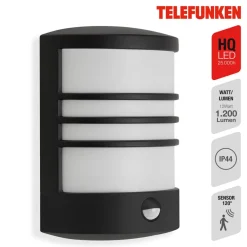 Telefunken Væglampe Med Sensor > Toledo udendørs LED-væglampe, sensor, sort 4.000 K