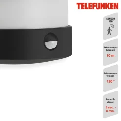 Telefunken Væglampe Med Sensor > Toledo udendørs LED-væglampe, sensor, sort 4.000 K